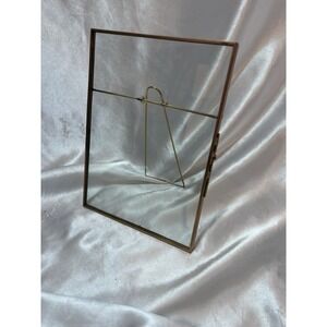 Brass & Glass 5 x 7" Vintage Clasp Floating Picture Frame MCM design